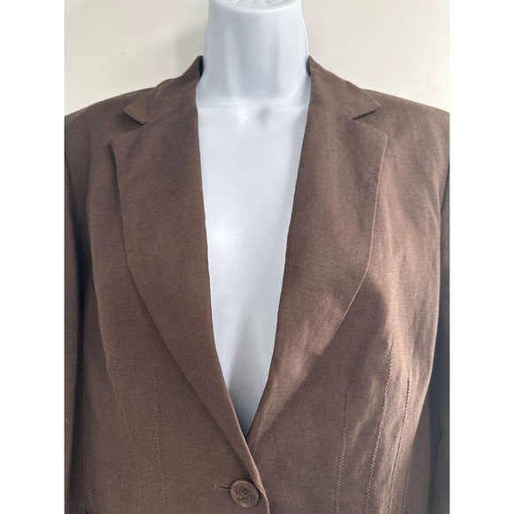 Jones New York Suit Women Brown Linen Blend Blazer Size 8‎ - Picture 4 of 12